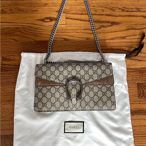 Gucci Dionysus Small Rectangular Bag GG Supreme and Taupe Suede - Picture 13 of 16